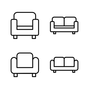 Koltuk simgesi vektörü. Kanepe işareti ve sembol. mobilya simgesi