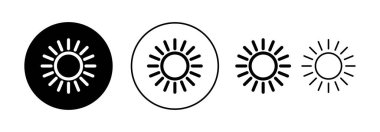 Web ve mobil uygulama için güneş simgesi vektörü. Parlaklık işareti ve sembol.