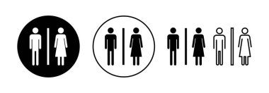 Web ve mobil uygulama için tuvalet ikonu vektörü. Kızlar ve erkekler tuvaletleri imzalar ve simgeler. Banyo tabelası. wc, tuvalet