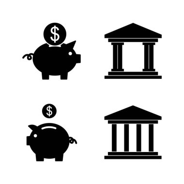 Banka simgesi vektörü. Banka işareti ve sembol, müze, üniversite