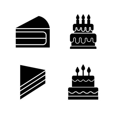 Kek simgesi vektörü. Pasta işareti ve sembol. Doğum günü pastası simgesi