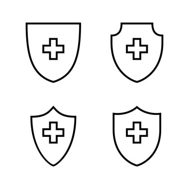 Sağlık sigortası ikonu vektörü. Sigorta sağlık belgesi ve sembolü