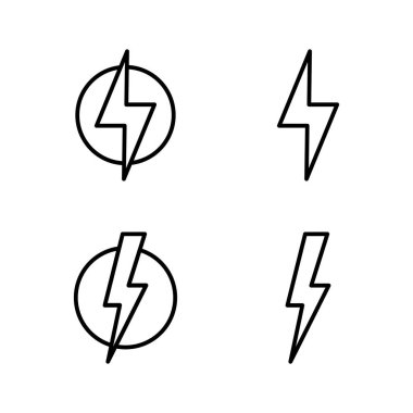 Şimşek simgesi vektörü. Elektrik işareti ve sembol. Güç simgesi. enerji işareti