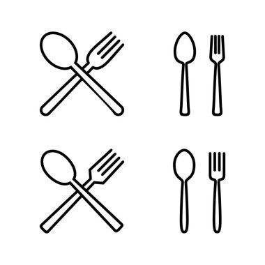 kaşık ve çatal ikon vektörü. kaşık, çatal ve bıçak ikonu vektörü. Restoran işareti ve sembolü
