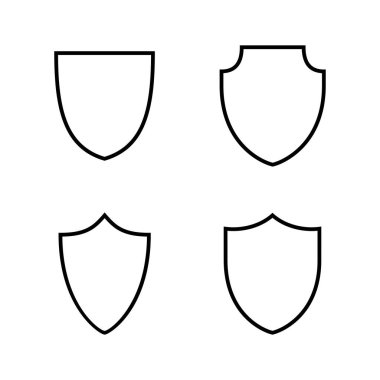 Kalkan simgesi vektörü. Koruma ikonu. Güvenlik işareti ve sembol