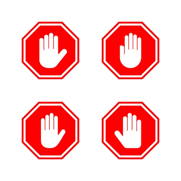 Zastavit Vektor Ikon Zastavit Dopravní Značku Ruční Stopka Symbol Nevstupujte — Stockový vektor