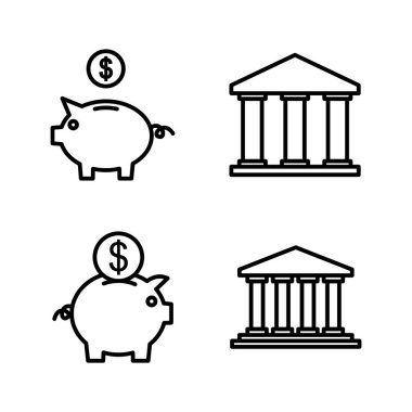 Banka simgesi vektörü. Banka işareti ve sembol, müze, üniversite