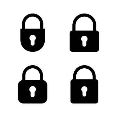 Simge vektörünü kilitle. Asma kilit işareti ve sembol. Şifreleme simgesi. Güvenlik sembolü
