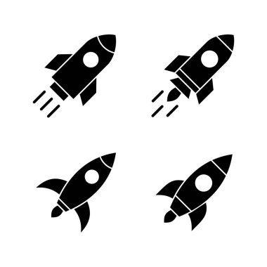 Roket ikon vektörü. Başlangıç işareti ve sembol. roket fırlatma simgesi