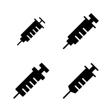 Şırınga ikon vektörü. Enjeksiyon işareti ve sembol. Aşı simgesi