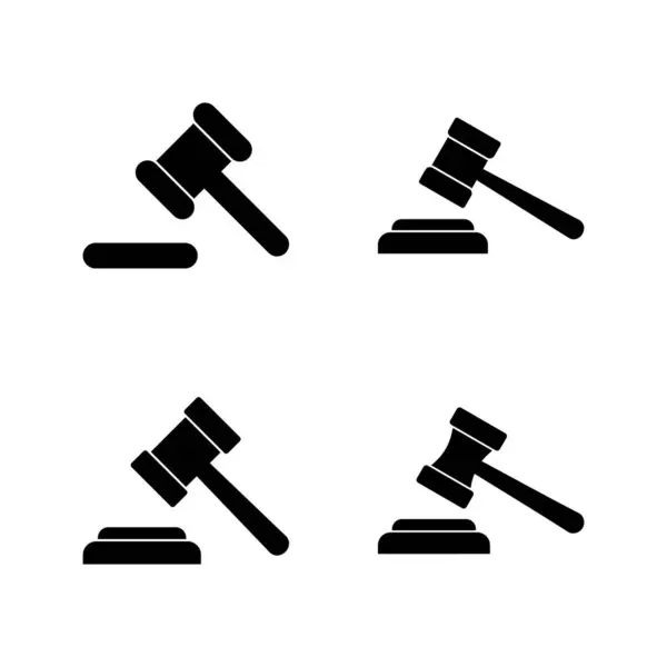 Вектор Иконок Молотка Судья Молоток Знак Символ Икона Права Аукционный — стоковый вектор