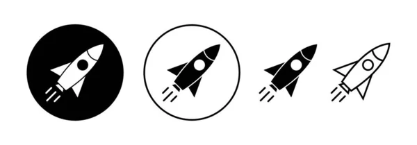 Webおよびモバイルアプリ用のロケットアイコンベクトル 起動記号と記号 ロケットランチャーのアイコン — ストックベクタ