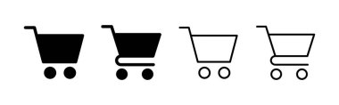 Alışveriş ikonu vektörü. Alışveriş arabası işareti ve sembol. Trolley simgesi