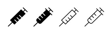 Şırınga ikon vektörü. Enjeksiyon işareti ve sembol. Aşı simgesi