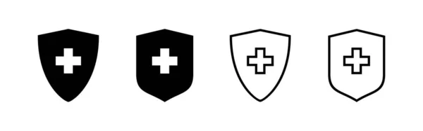 Vettore Icone Dell Assicurazione Sanitaria Segno Simbolo Del Documento Sanitario — Vettoriale Stock