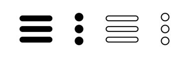 Menü simgesi vektörü. Web menü işareti ve sembol. Hamburger menüsü sembolü