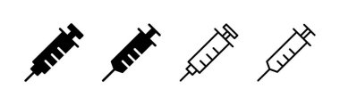 Şırınga ikon vektörü. Enjeksiyon işareti ve sembol. Aşı simgesi