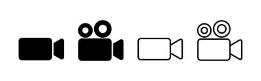 Video simgesi vektörü. Video kamera işareti ve sembol. Film tabelası. Sinema