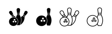 Bowling ikonu vektörü. Bowling topu, iğne işareti ve sembol.
