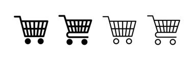 Alışveriş ikonu vektörü. Alışveriş arabası işareti ve sembol. Trolley simgesi
