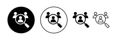 Web ve mobil uygulama için simge vektörü işe alınıyor. Arama işi boşluk işareti ve sembol. İnsan kaynakları konsepti. İşe alım.