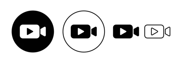 Вектор Видеоиконок Веб Мобильного Приложения Знак Символ Видеокамеры Вывеска Кино — стоковый вектор