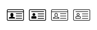 Lisans simgesi vektörü. Kimlik kartı simgesi. Sürücü ehliyeti, personel kimlik kartı 