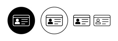 Web ve mobil uygulama için lisans simgesi vektörü. Kimlik kartı simgesi. Sürücü ehliyeti, personel kimlik kartı 