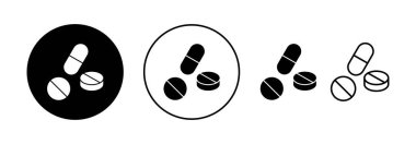 İnternet ve mobil uygulama için hap ikonu vektörü. Kapsül simgesi. Uyuşturucu işareti ve sembol