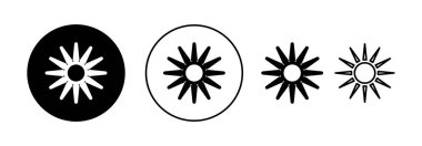 Web ve mobil uygulama için güneş simgesi vektörü. Parlaklık işareti ve sembol.