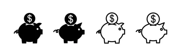 小猪银行图标向量 小猪钱币的标志和符号 — 图库矢量图片