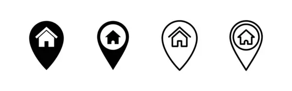 Address Icons Set Home Location Sign Symbol Pinpoint — Stock Vector