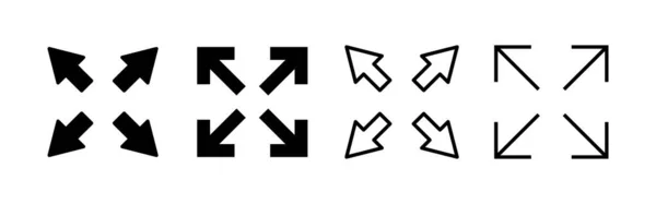 Pełnoekranowy Wektor Ikony Rozwiń Pełnego Znaku Ekranu Symbolu Symbol Strzałek — Wektor stockowy