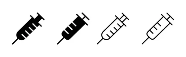Fecskendő Ikon Vektor Injekciós Jel Jelkép Vakcina Ikon — Stock Vector