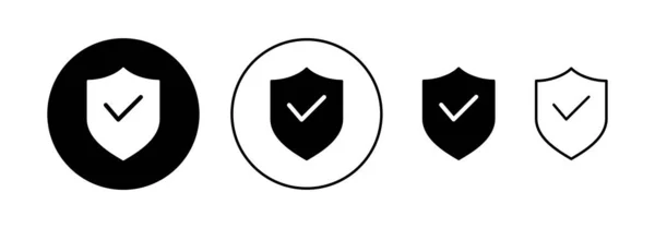 Webおよびモバイルアプリのシールドチェックマークアイコンベクトル 保護承認サイン 保険アイコン — ストックベクタ