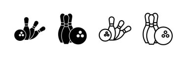 Bowling ikonu vektörü. Bowling topu, iğne işareti ve sembol.