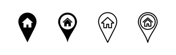 Icônes Adresse Définies Emplacement Maison Signe Symbole Localiser — Image vectorielle