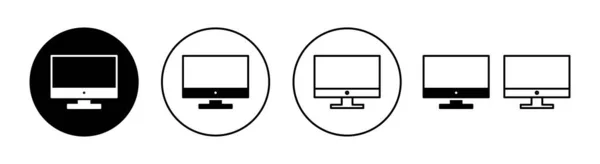Computer Icon Set Web Mobile App Computer Monitor Sign Symbol — Stock Vector