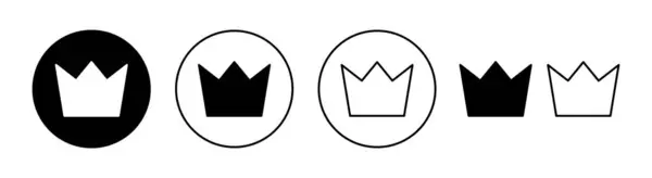 Webアプリとモバイルアプリのクラウンアイコンを設定します 王冠のサインとシンボル — ストックベクタ