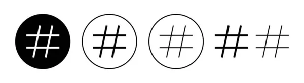 Ikona Hashtagu Nastavena Pro Webovou Mobilní Aplikaci Znak Symbol Hashtag — Stockový vektor