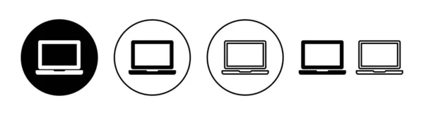 Laptop Ikon Készlet Webes Mobil Alkalmazáshoz Számítógépes Jel Szimbólum — Stock Vector