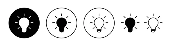 Ikona Lampy Nastavena Pro Webovou Mobilní Aplikaci Značka Symbol Žárovky — Stockový vektor
