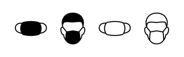 Vetor Ícone Máscara Sinal Máscara Médica Símbolo Cara Homem Com — Vetor de Stock