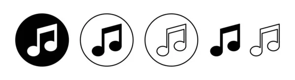 Zestaw Ikon Muzycznych Dla Aplikacji Internetowych Mobilnych Uwaga Znak Muzyczny — Wektor stockowy