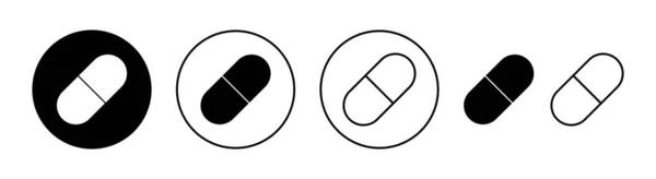 Pills Icon Set Web Mobile App Capsule Icon Drug Sign — Stock Vector