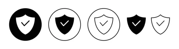 Ícone Marca Verificação Escudo Definido Para Web Aplicativo Móvel Assinatura — Vetor de Stock