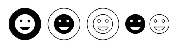 笑图标设置为Web和移动应用程序 微笑的情感图标 反馈标志和符号 — 图库矢量图片