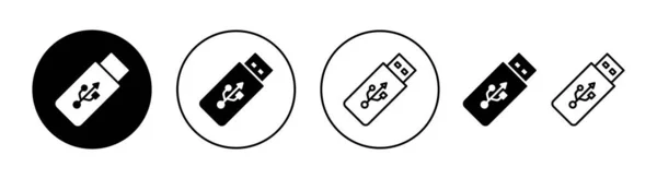 Usb Иконка Набор Веб Мобильного Приложения Флэш Диск Знак Символ — стоковый вектор