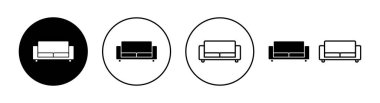 Web ve mobil uygulama için kanepe simgesi ayarlandı. Kanepe işareti ve sembol. mobilya simgesi
