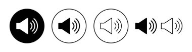 Web ve mobil uygulama için hoparlör simgesi ayarlandı. Ses düzeyi ve sembol. Hoparlör ikonu. ses sembolü
